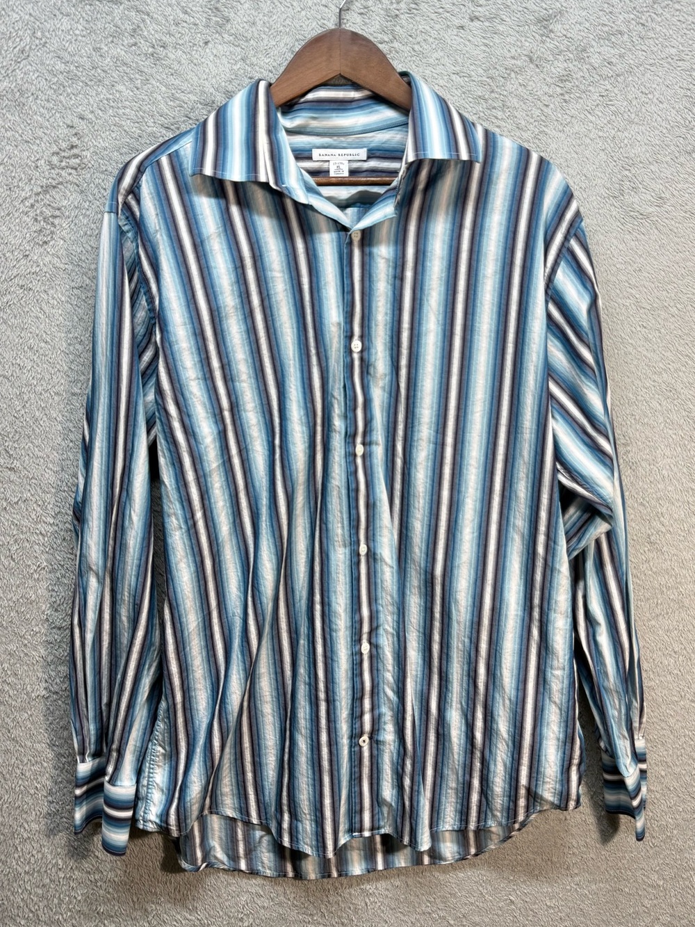 Banana Republic Men’s Blue Striped Long Sleeve Button Down Shirt XL 17-17.5